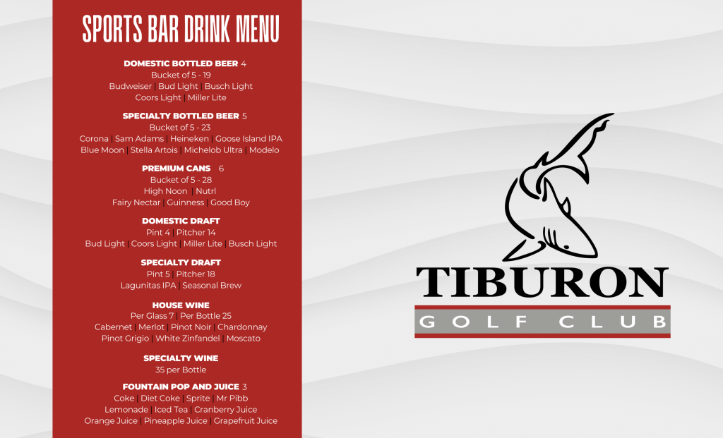 Tiburon Spring Menu
